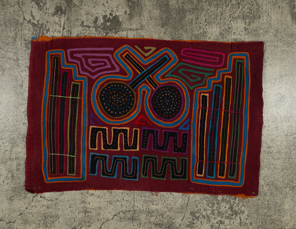 Traditional Burgundy Maracas And Flute Mola