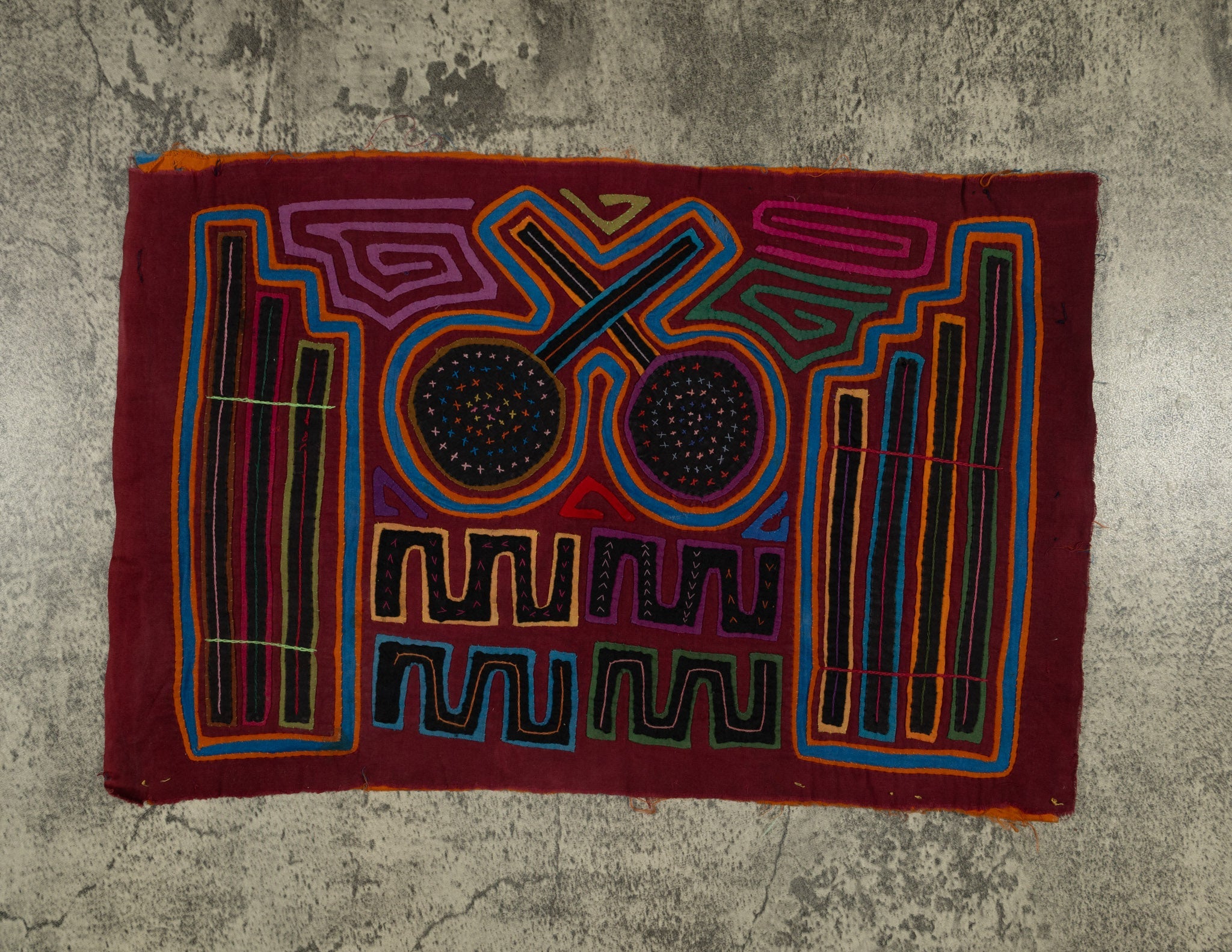 Traditional Burgundy Maracas And Flute Mola