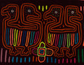 Classic Maroon And Orange Optical Illusion Bird Mola