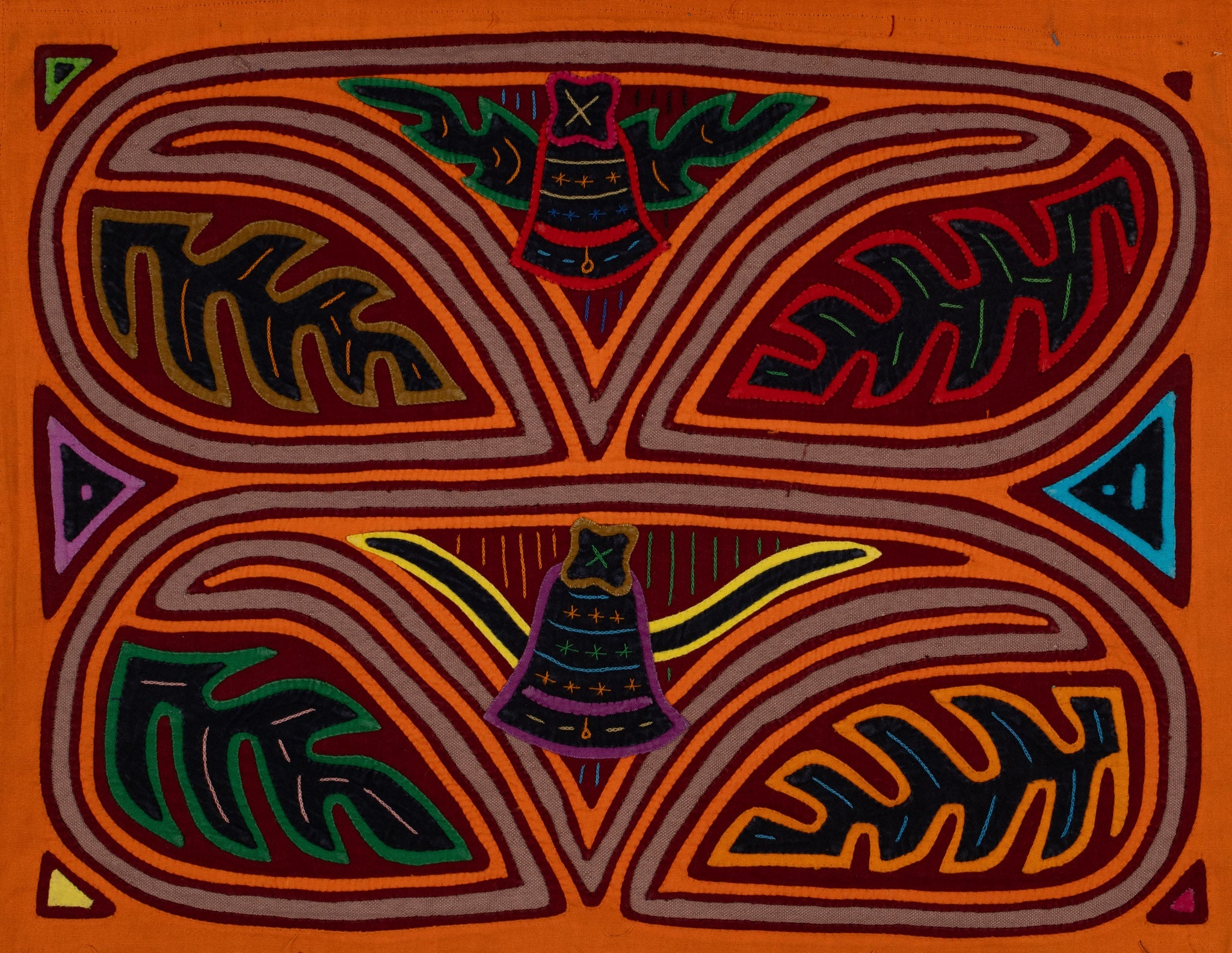 Traditional Orange And Gray Autumn Leaves Mola