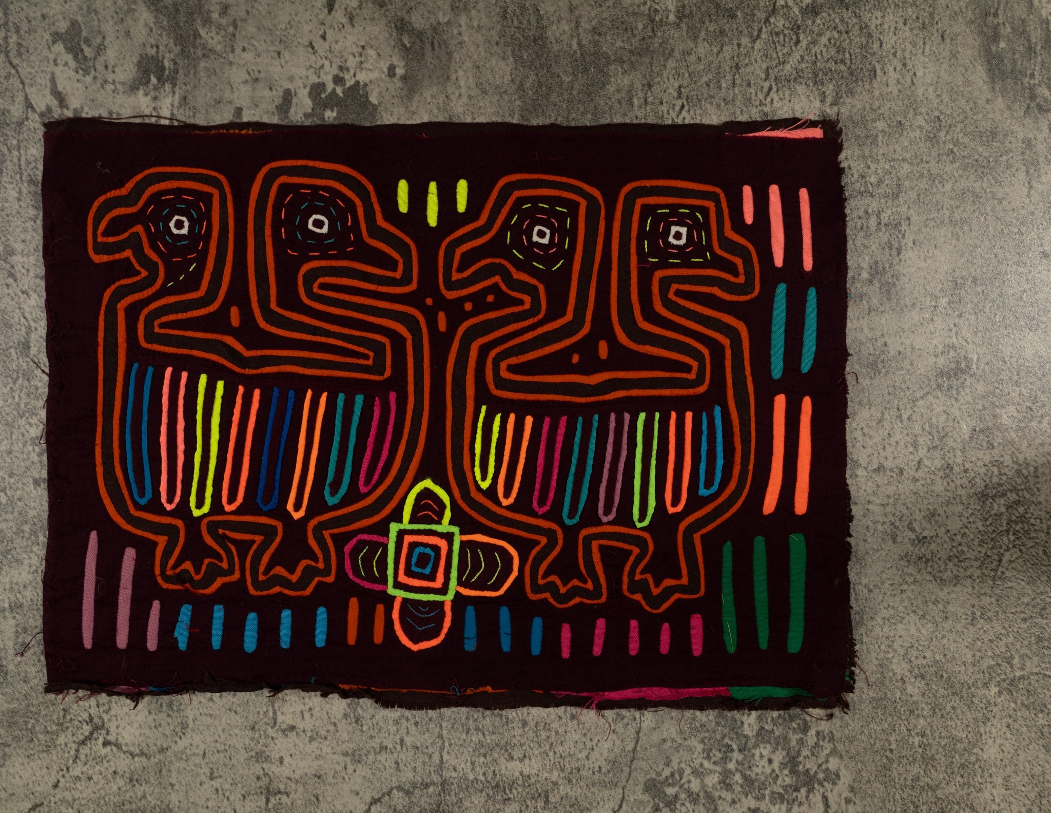 Classic Maroon And Orange Optical Illusion Bird Mola