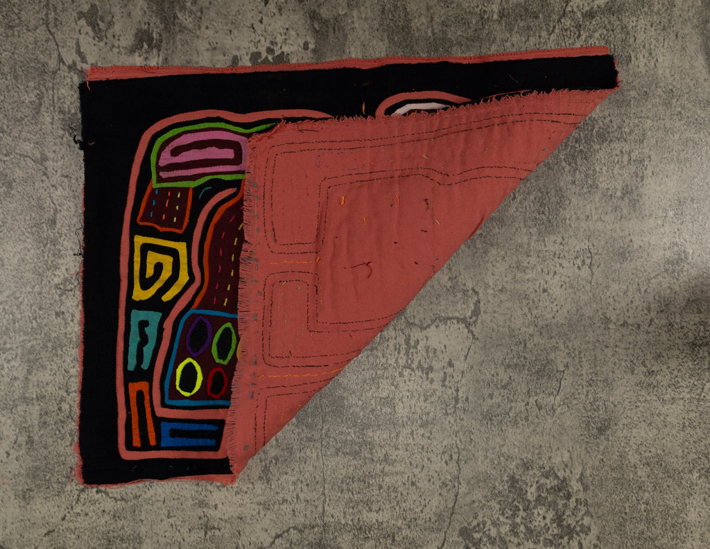 Traditional Pink And Black Basket Head Mola