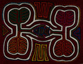 Traditional Maroon And White Autumn Leaf With Fish Mola