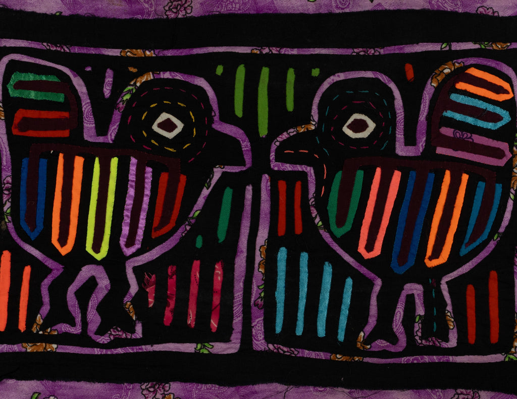 Vintage Black And Purple Bird Mola