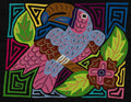Fantasy Pink Gray And Green Toucan Parrot Bird Mola