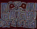 Classic Maroon Blue And White Optical Illusion Bird Mola
