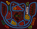 Traditional Burgundy And Turquoise Duck And Fish Mola