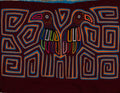 Traditional Burgundy Blue And Orange Bird Mola