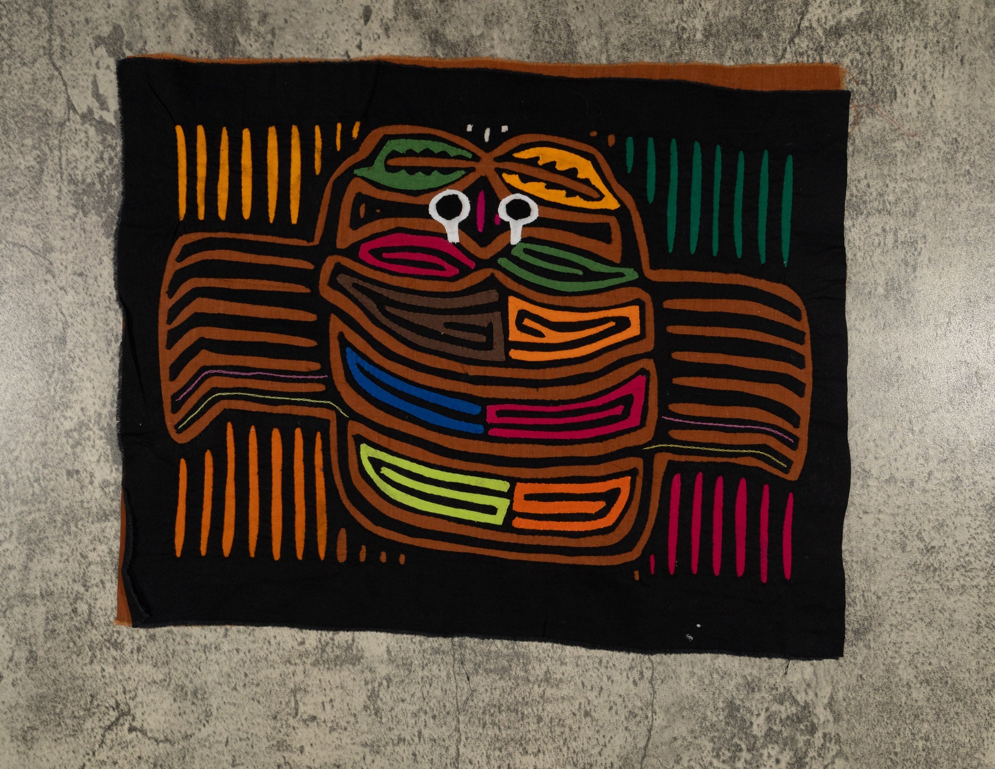 Traditional Beady-Eyed Black And Gold Crab Mola