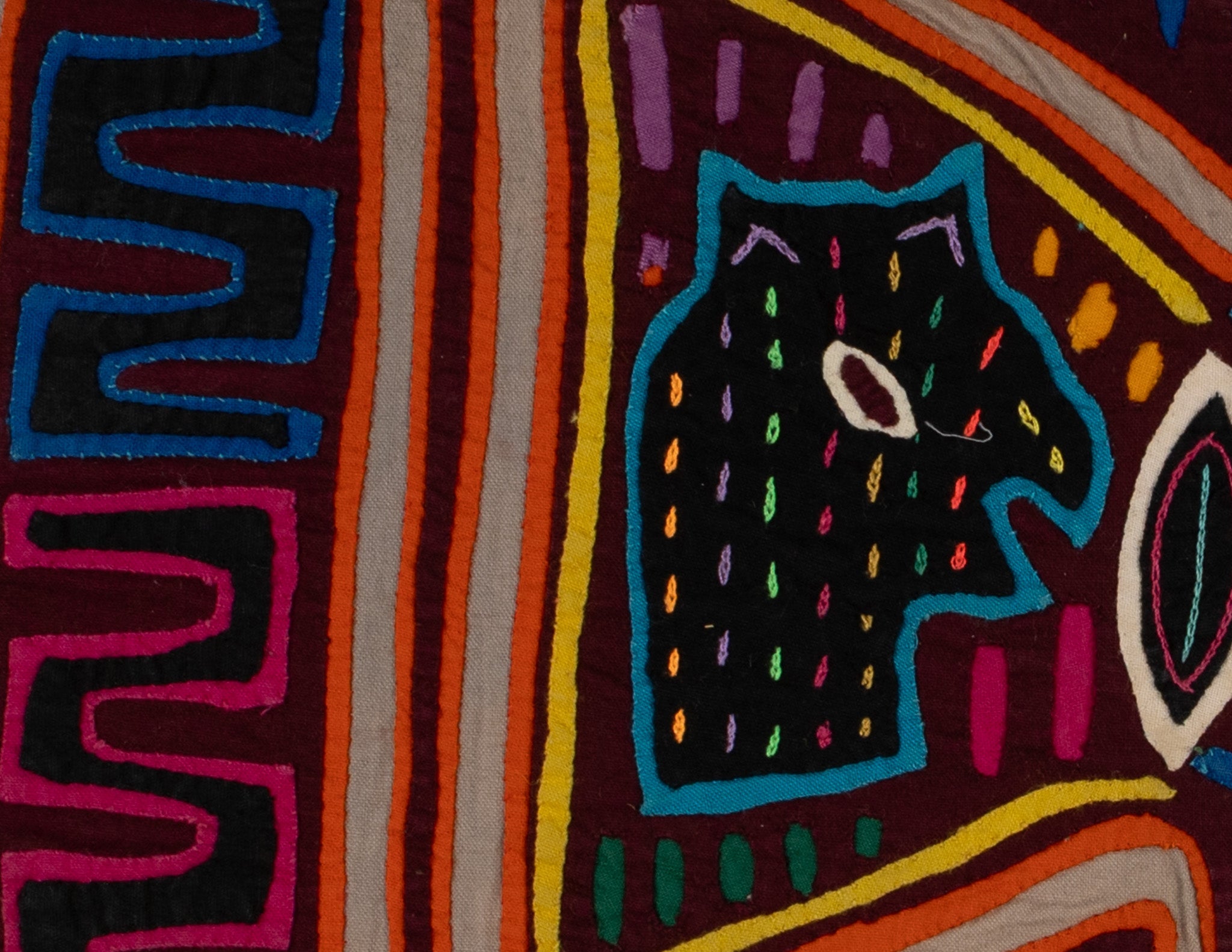 Traditional Burgundy Orange And Gray Talking Head Mola