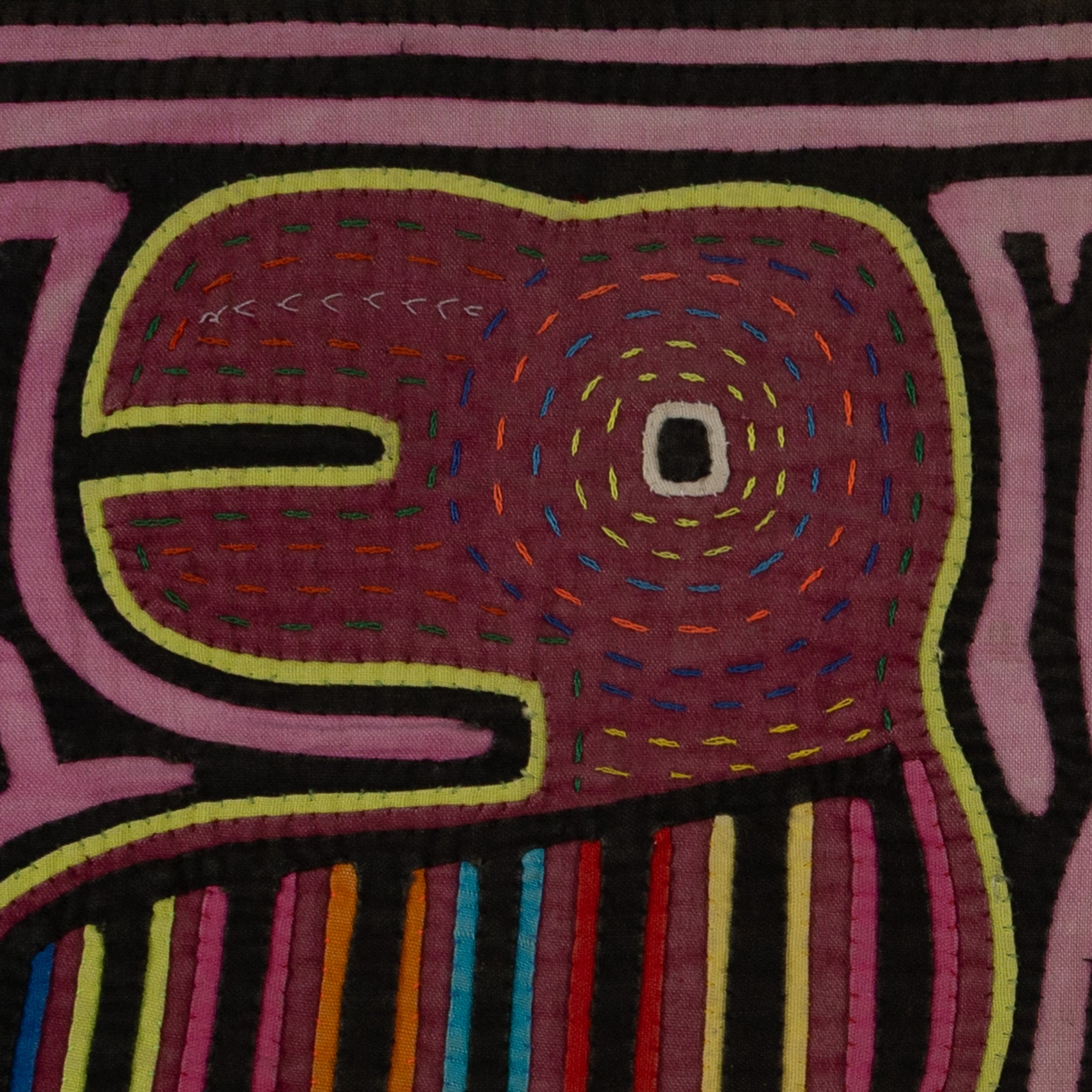 Vintage Black And Pink Toucan Bird Mola