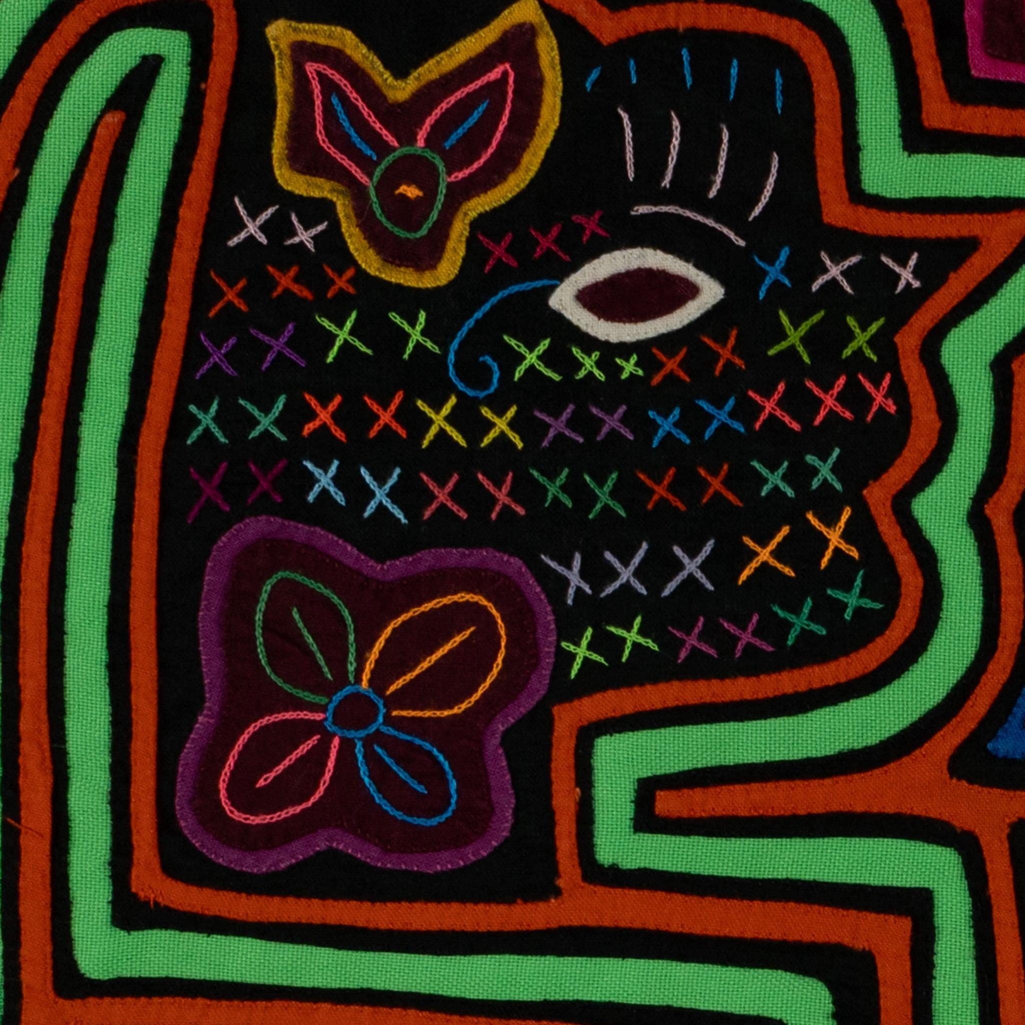 Orange And Green Twin Sister Mola