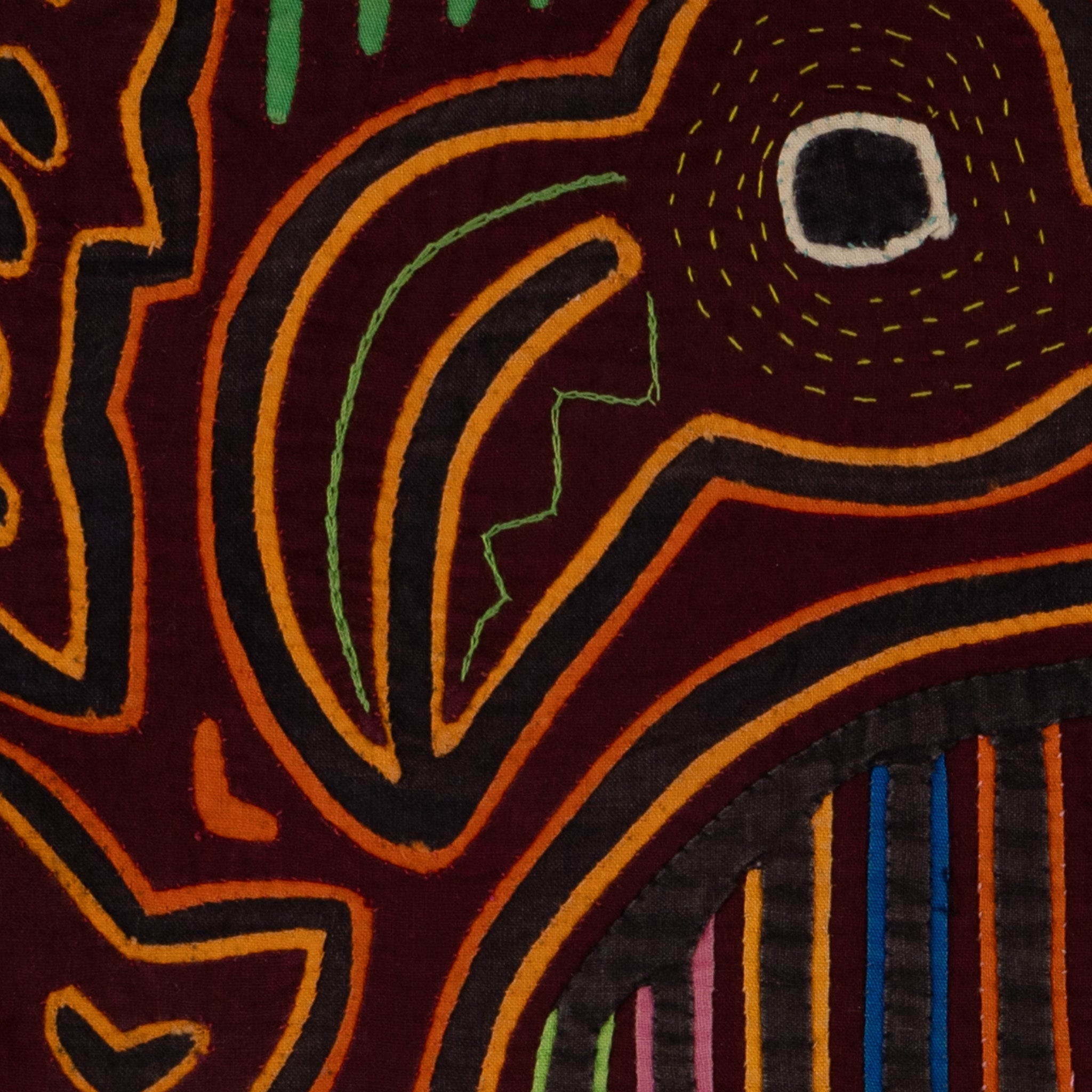 Traditional Burgundy And Orange Ocean Bird In Flight Mola