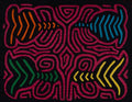 Traditional Black And Rosada Classic Design Mola