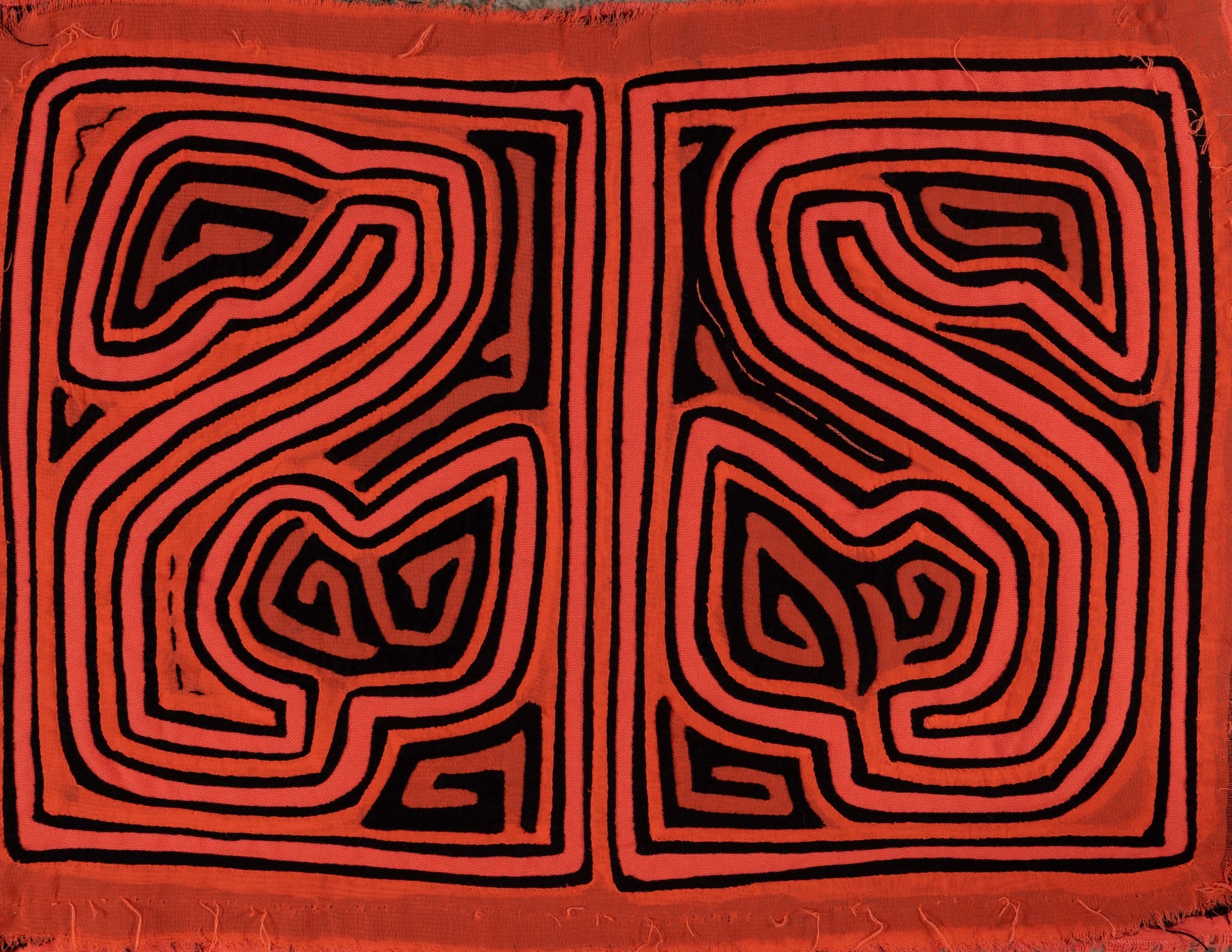 Classic Black And Orange Traditional Design Mola