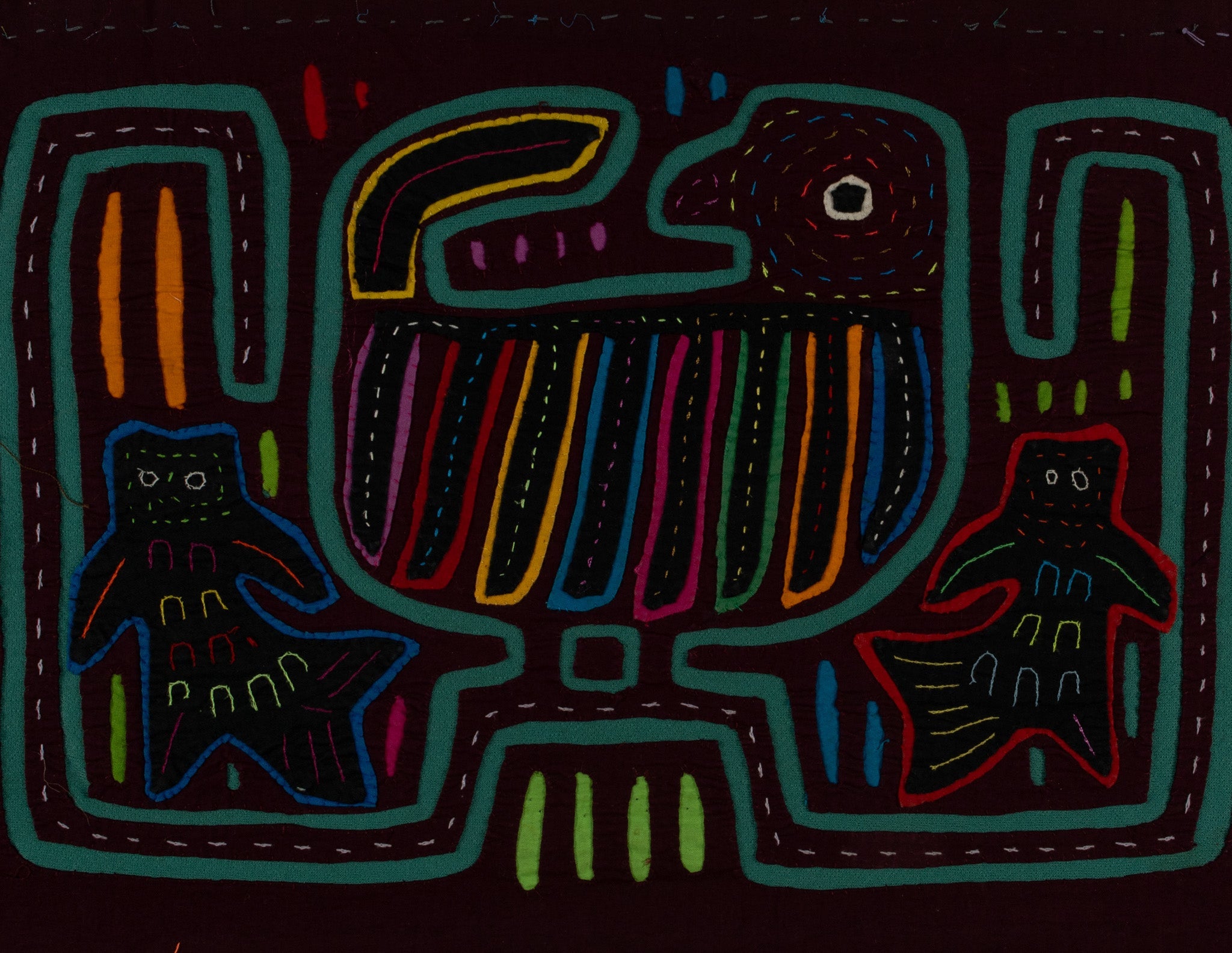 Traditional Burgundy And Green Bird and Fishy Ghost Mola
