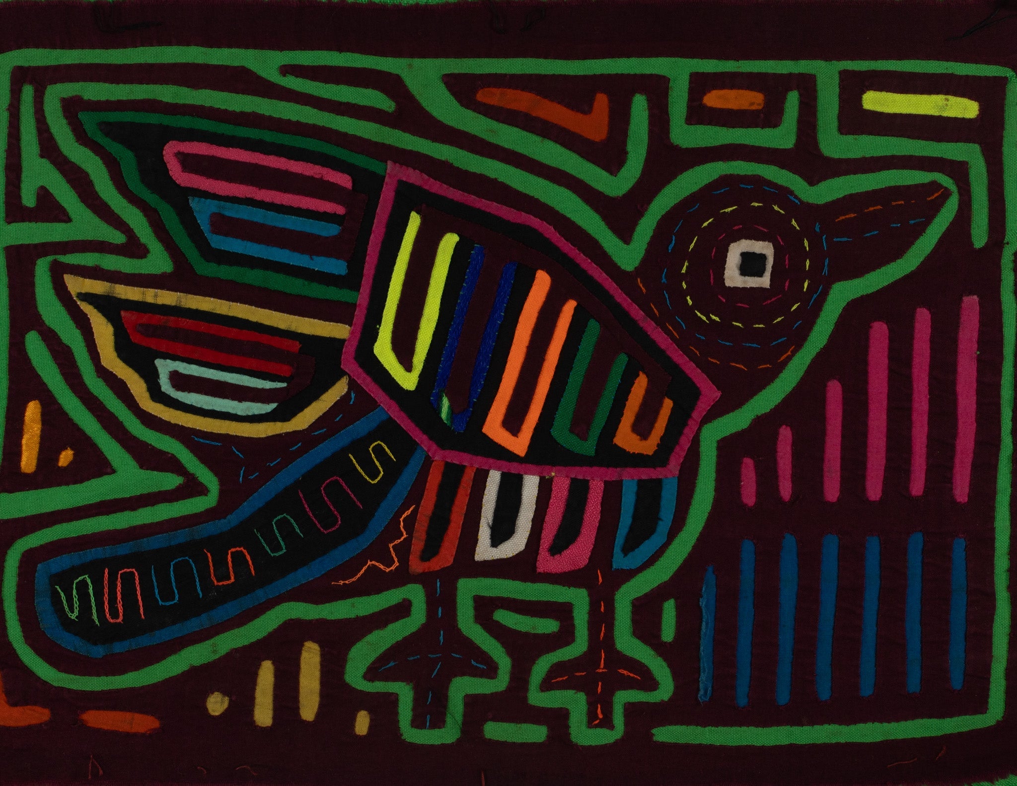 Classic Maroon And Green Jungle Bird Mola