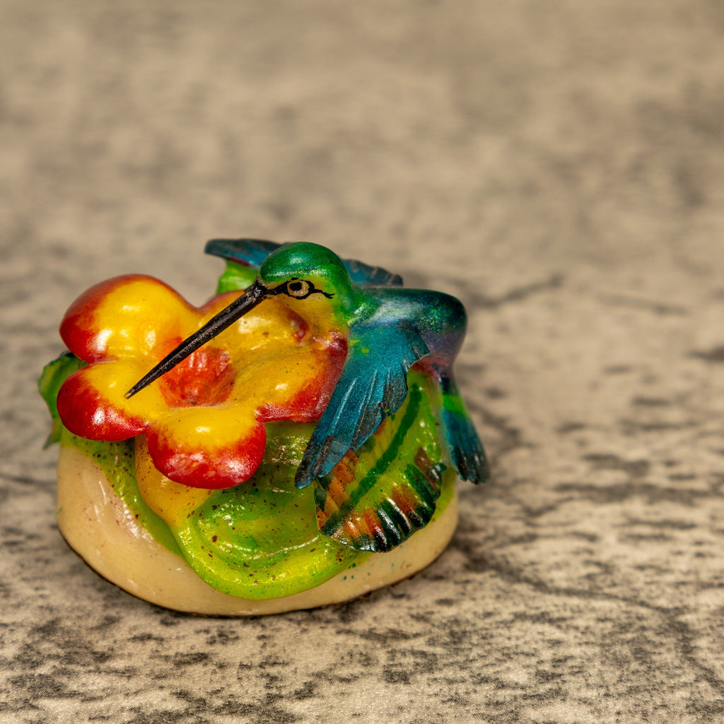 Hummingbird With Flower Tagua Nut Carving