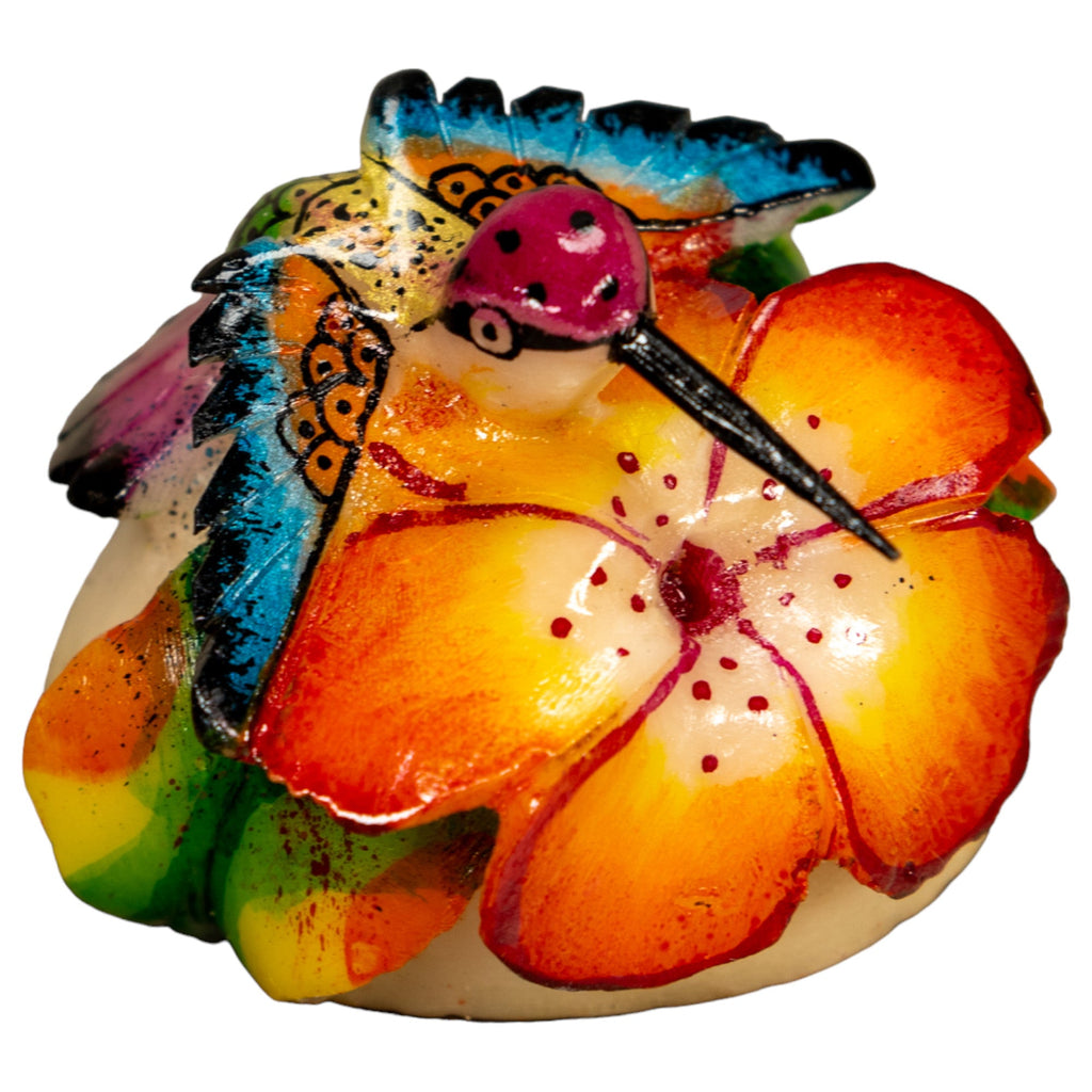 Hummingbird With Flower Tagua Nut Carving