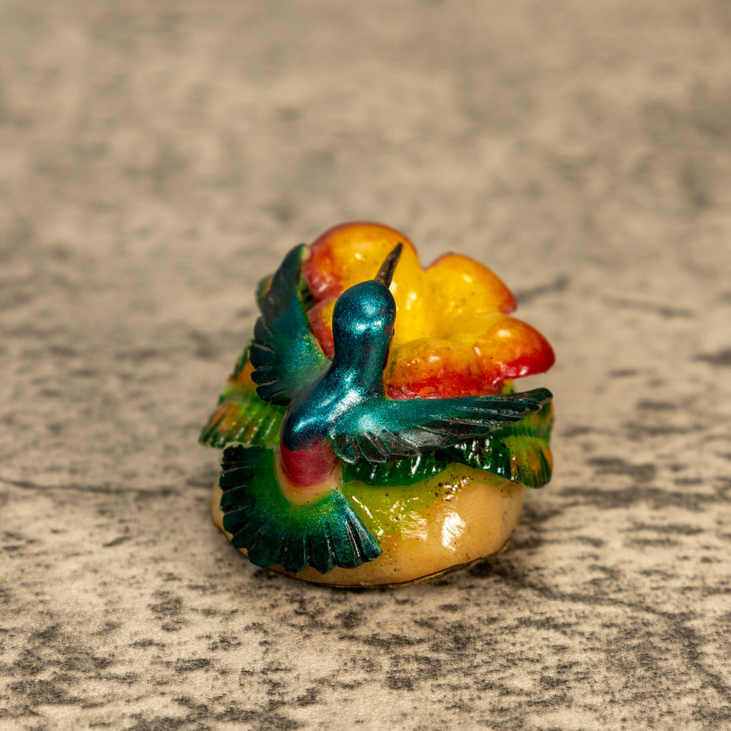 Hummingbird With Flower Tagua Nut Carving