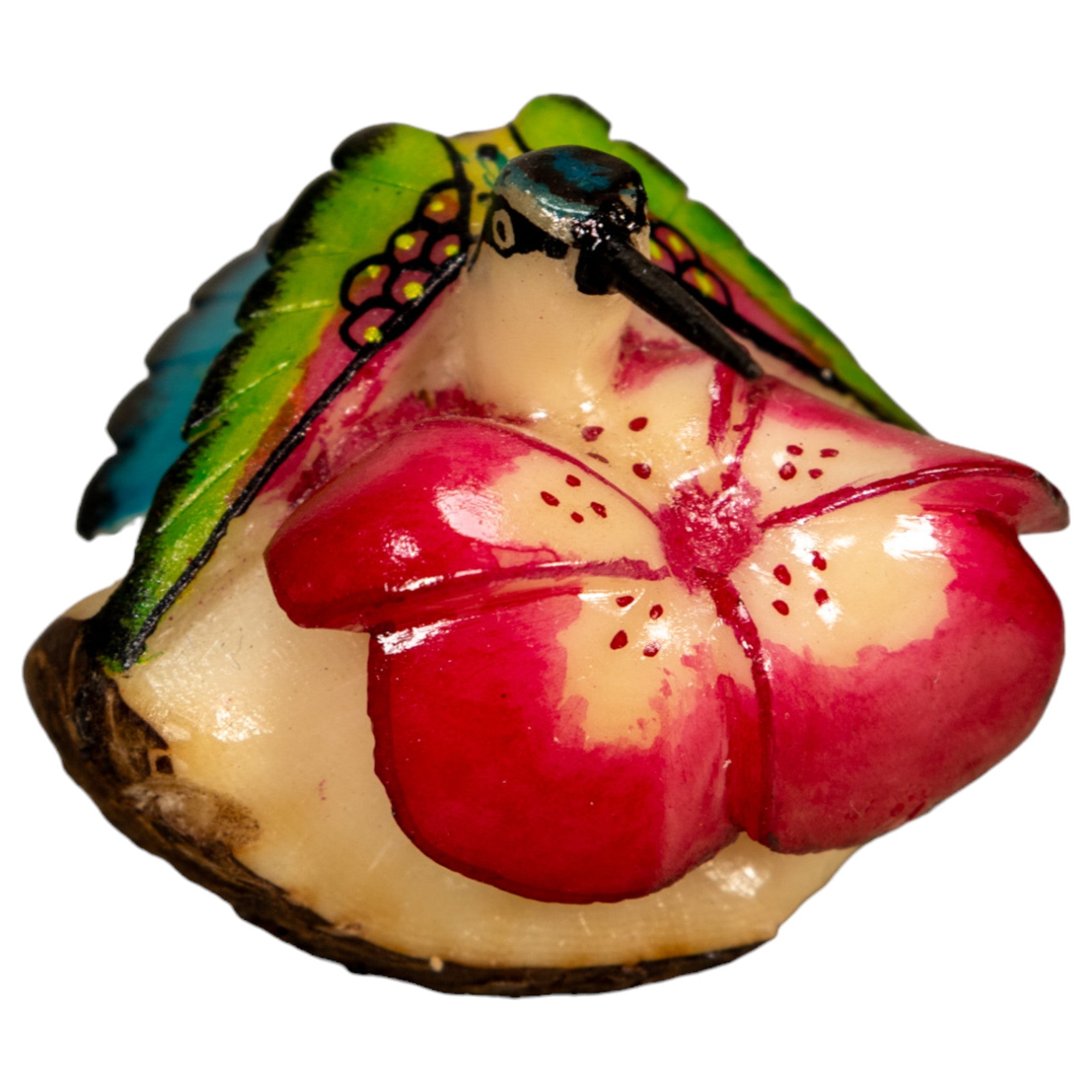 Hummingbird With Flower Tagua Nut Carving