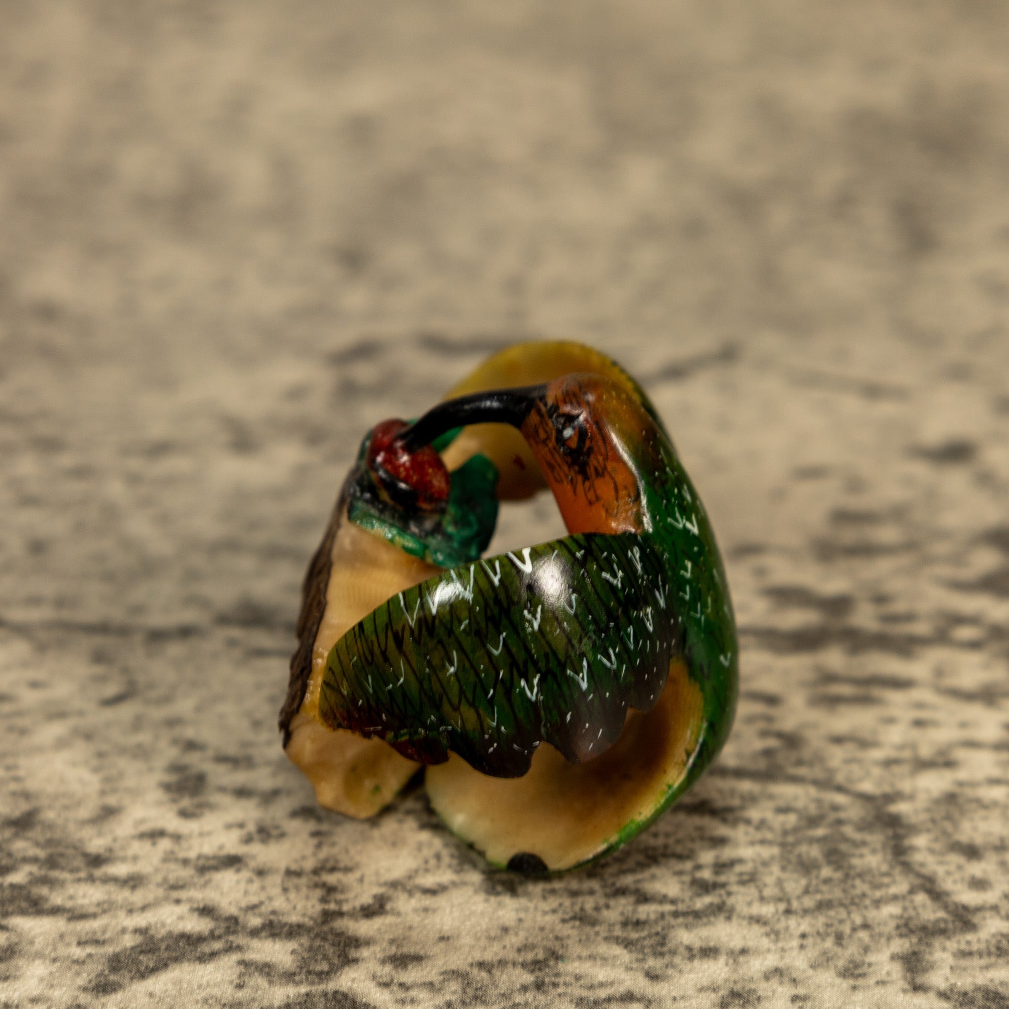 Hummingbird With Flower Tagua Nut Carving