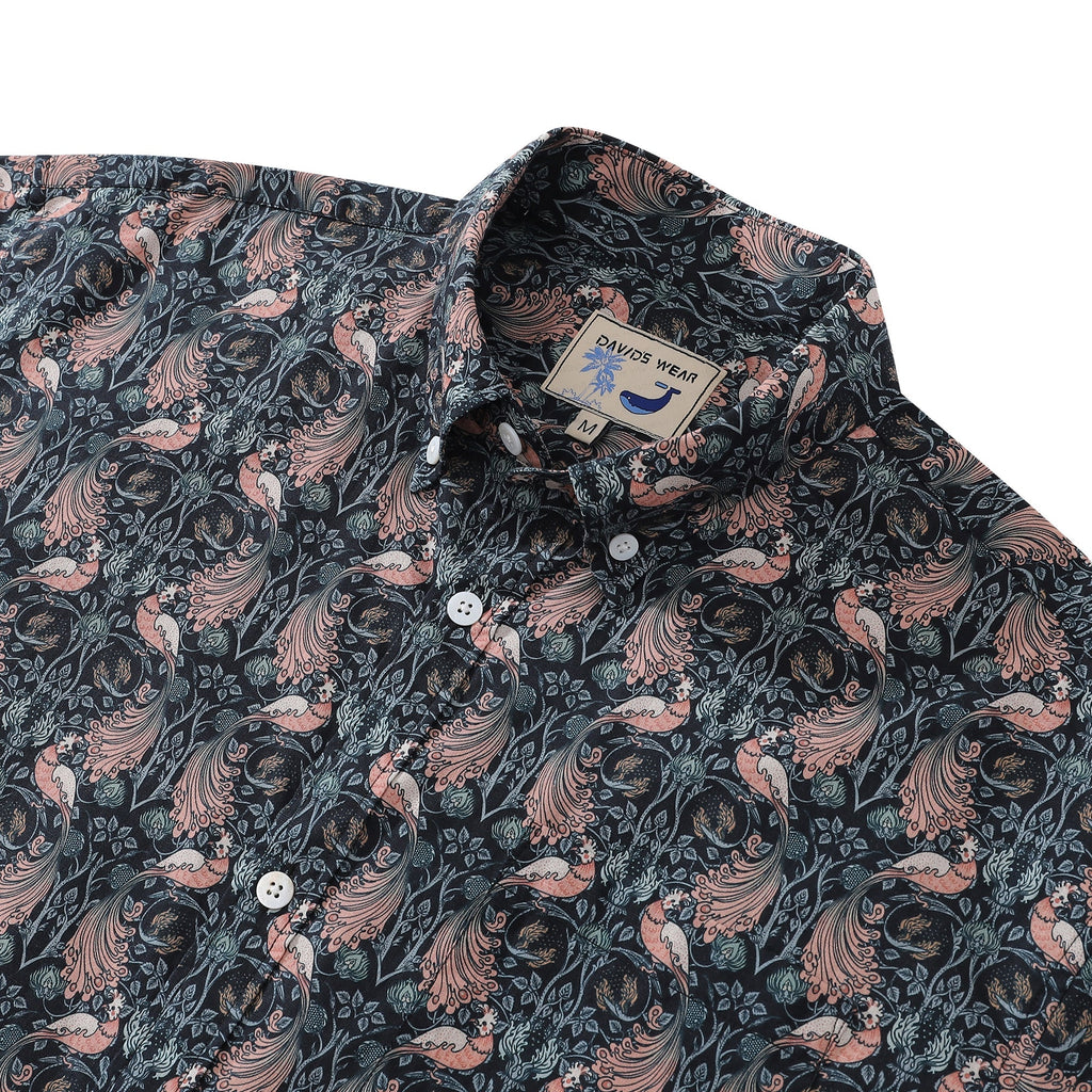 Camisas hawaianas para hombre con diseño de pájaros y botones