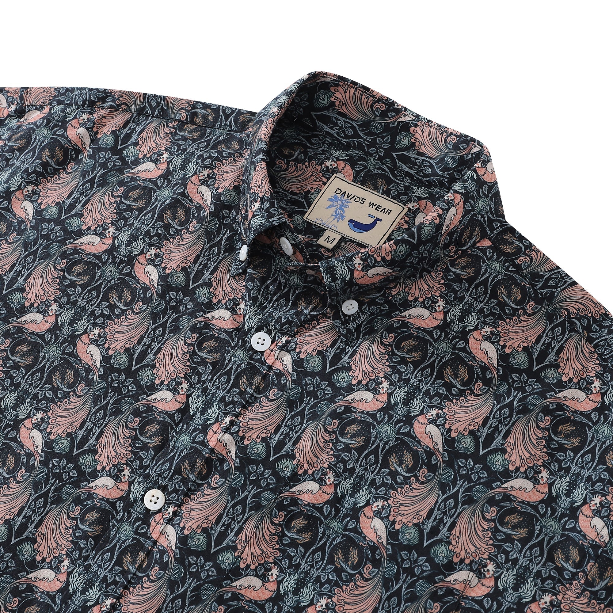 Camisas hawaianas para hombre con diseño de pájaros y botones