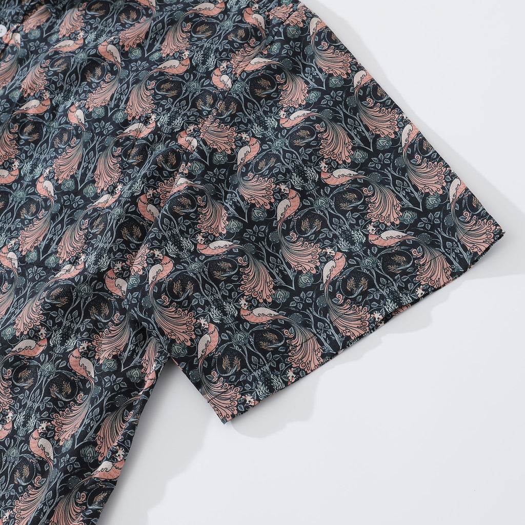 Camisas hawaianas para hombre con diseño de pájaros y botones