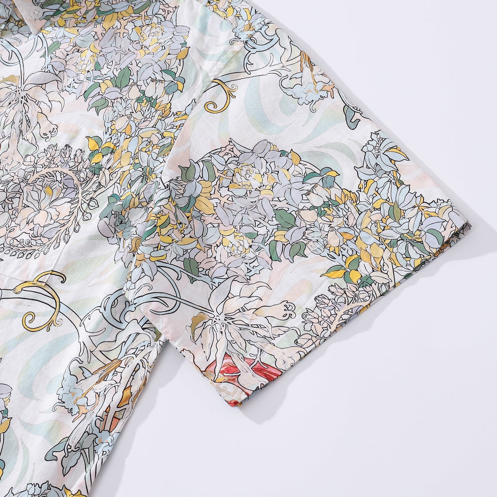 Camisa de hombre 100% algodón, pintada a mano, con estampado bonito y botones