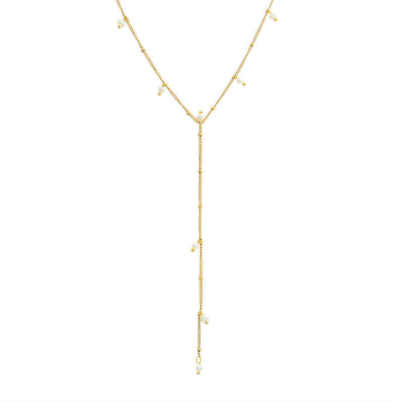 Y Shaped Long Tassel Necklace Clavicle Chain
