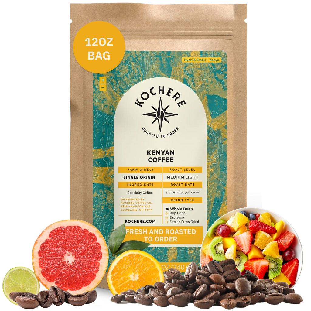 Kochere Coffee Kenyan Nyeri Embu AB Medium-Light Roast - Lemon, Blackberry Notes