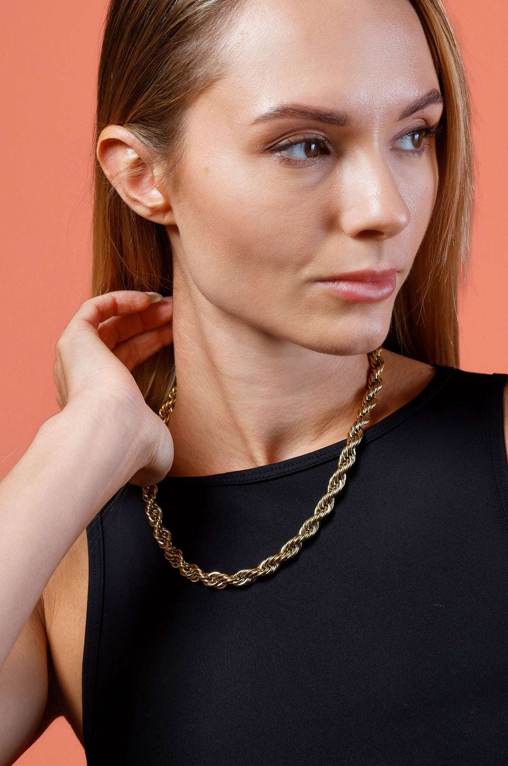 Hip Hop 8mm Thick Twisted Rope Chain Choker Necklaces