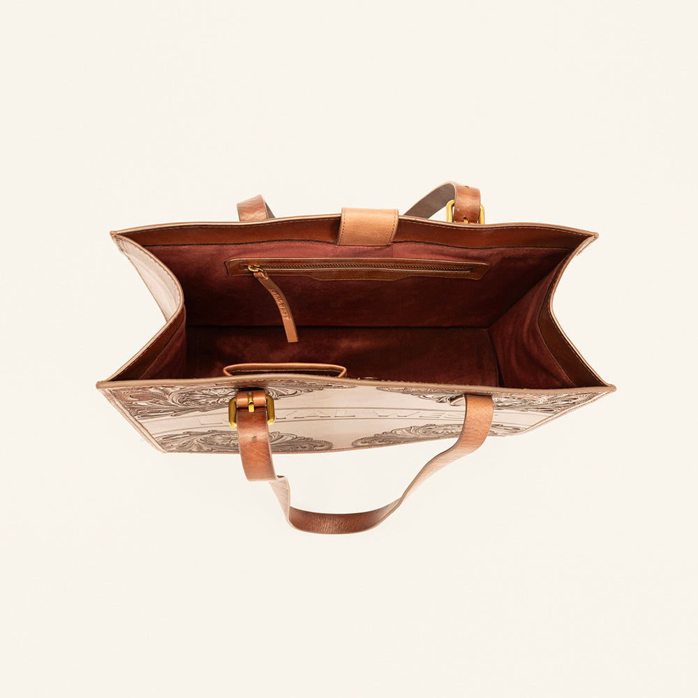 Loyal West Mivva Handtooled Medium Bag - Brunette Leather