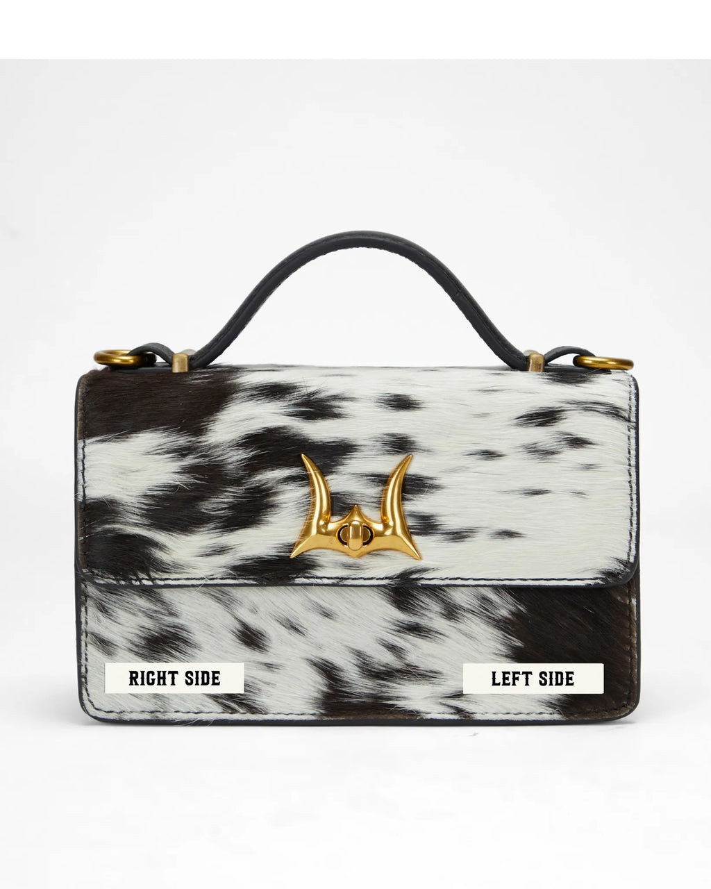 Loyal West VALENCIA OSTRICH LEATHER BAG - BLACK & WHITE COWHIDE