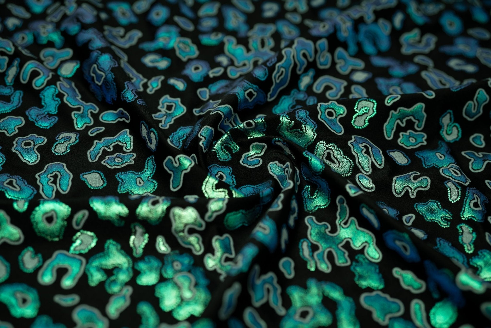 Leo Party Foil Printed Spandex Fabric | Blue Moon Fabrics