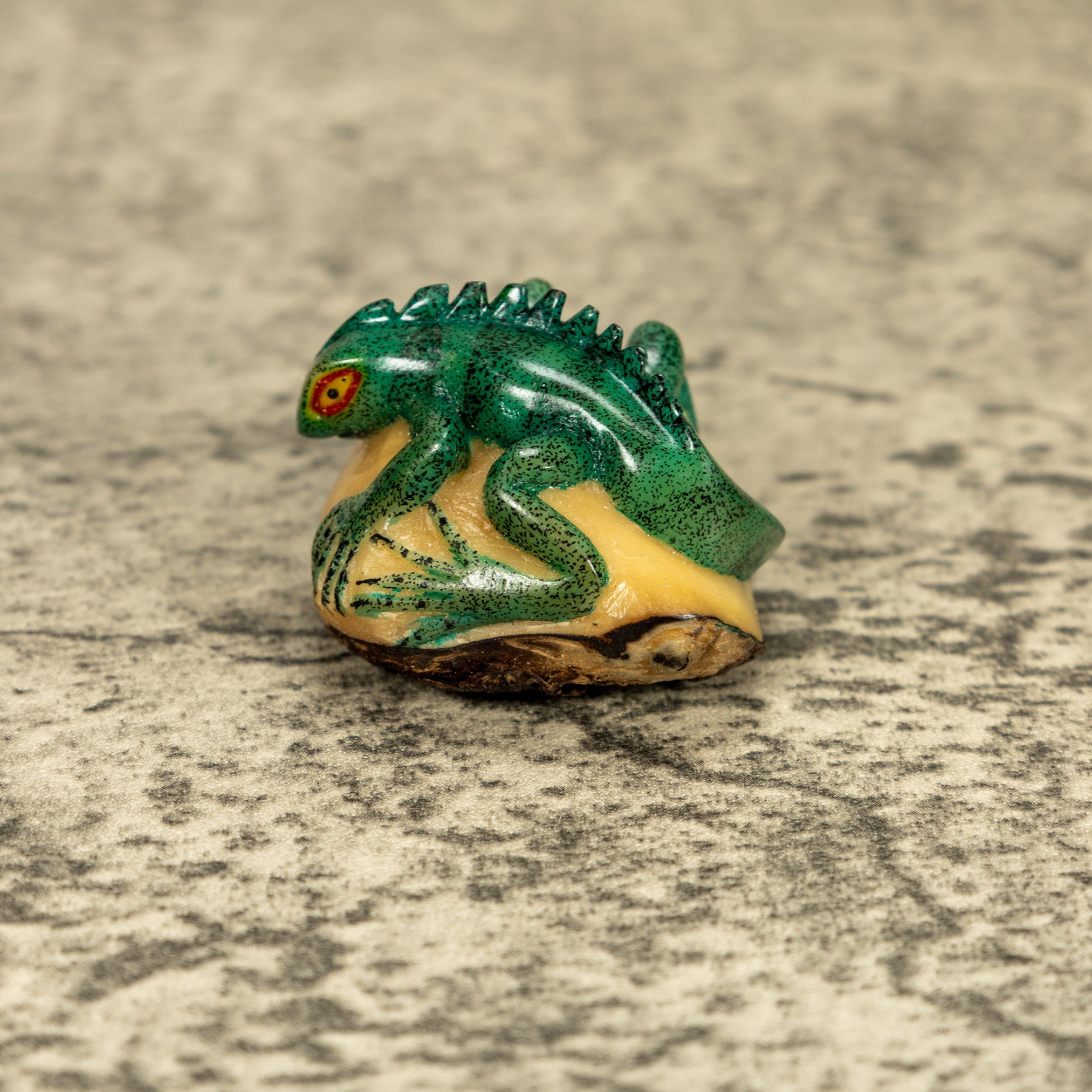 Green Iguana Lizard Tagua Nut Carving