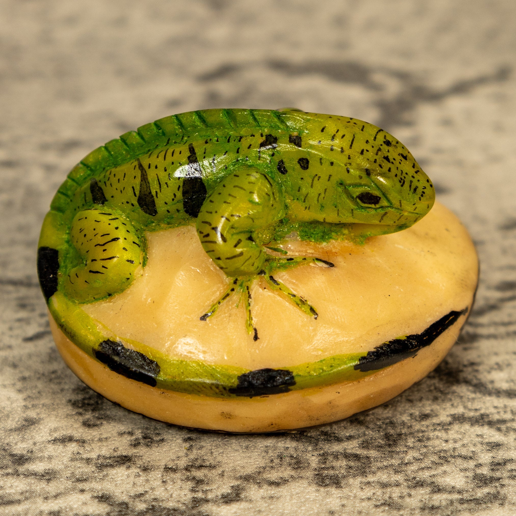 Green Iguana Lizard Tagua Nut Carving