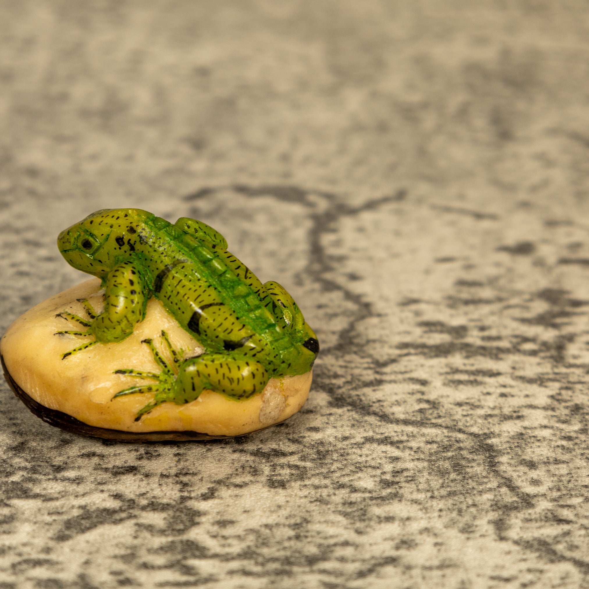 Green Iguana Lizard Tagua Nut Carving
