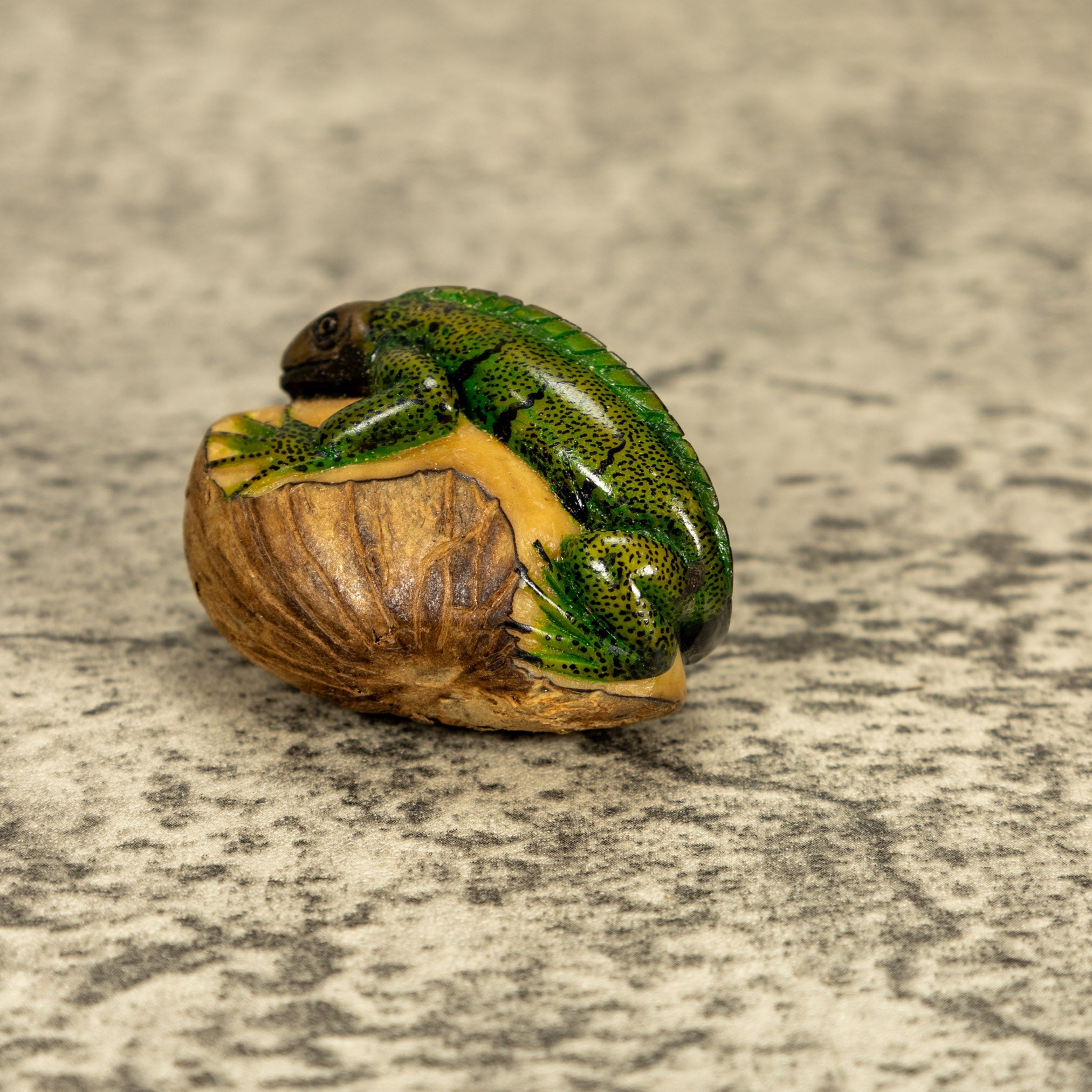 Green Iguana Lizard Tagua Nut Carving