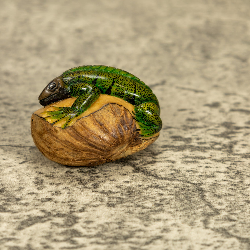 Green Iguana Lizard Tagua Nut Carving