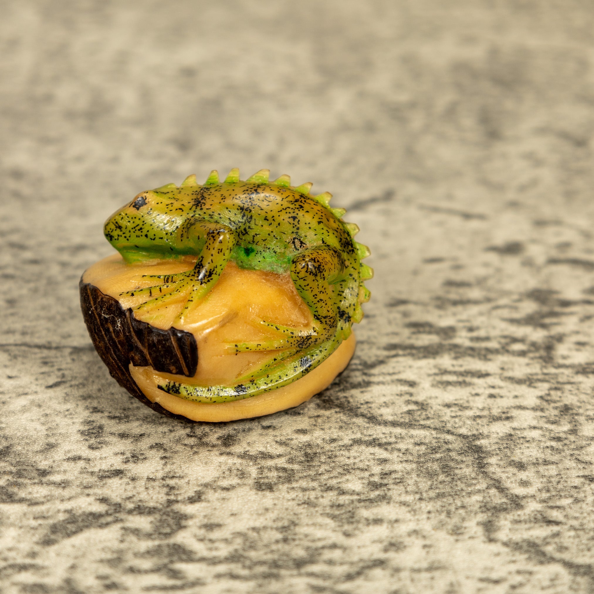 Green Iguana Lizard Tagua Nut Carving