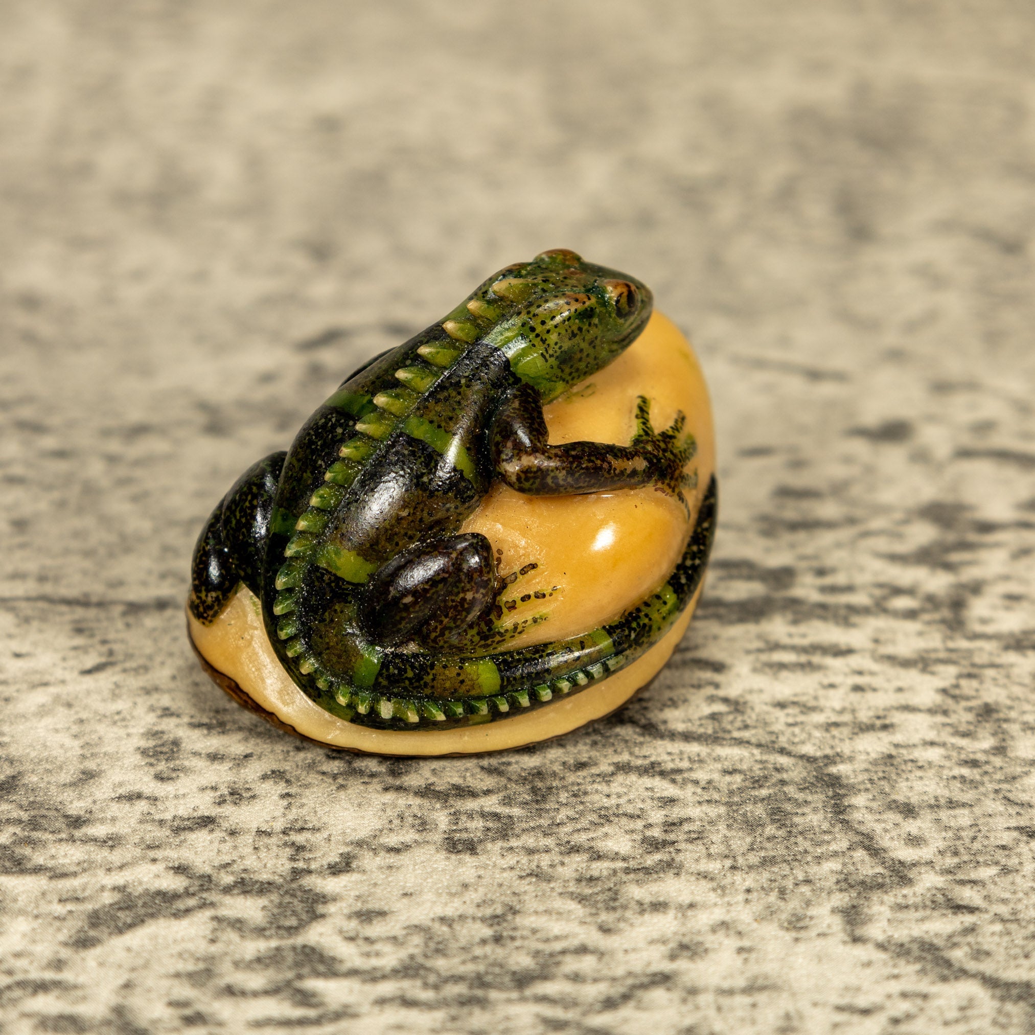 Green Iguana Lizard Tagua Nut Carving