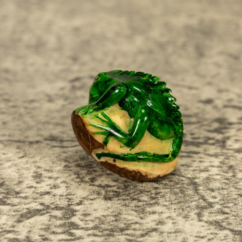 Green Iguana Lizard Tagua Nut Carving