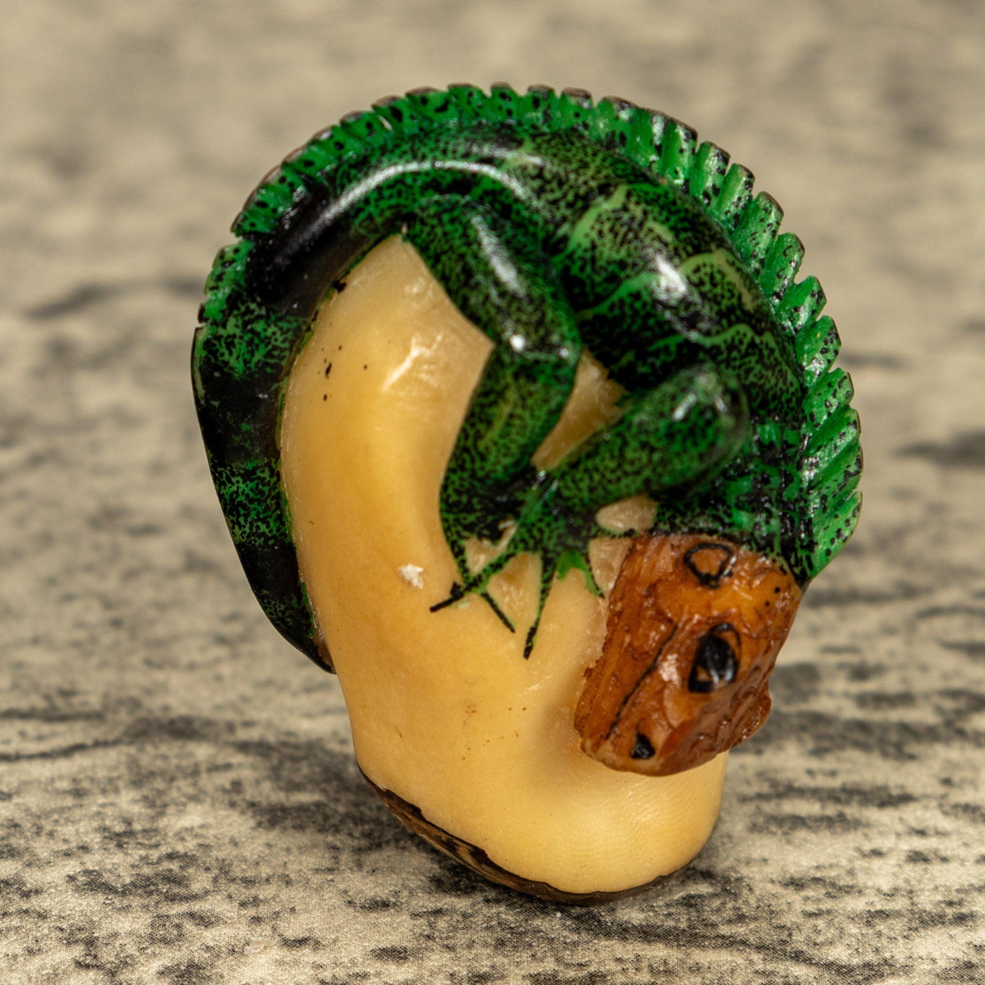 Green Iguana Lizard Tagua Nut Carving