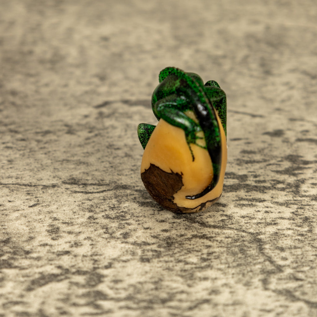 Green Iguana Lizard Tagua Nut Carving