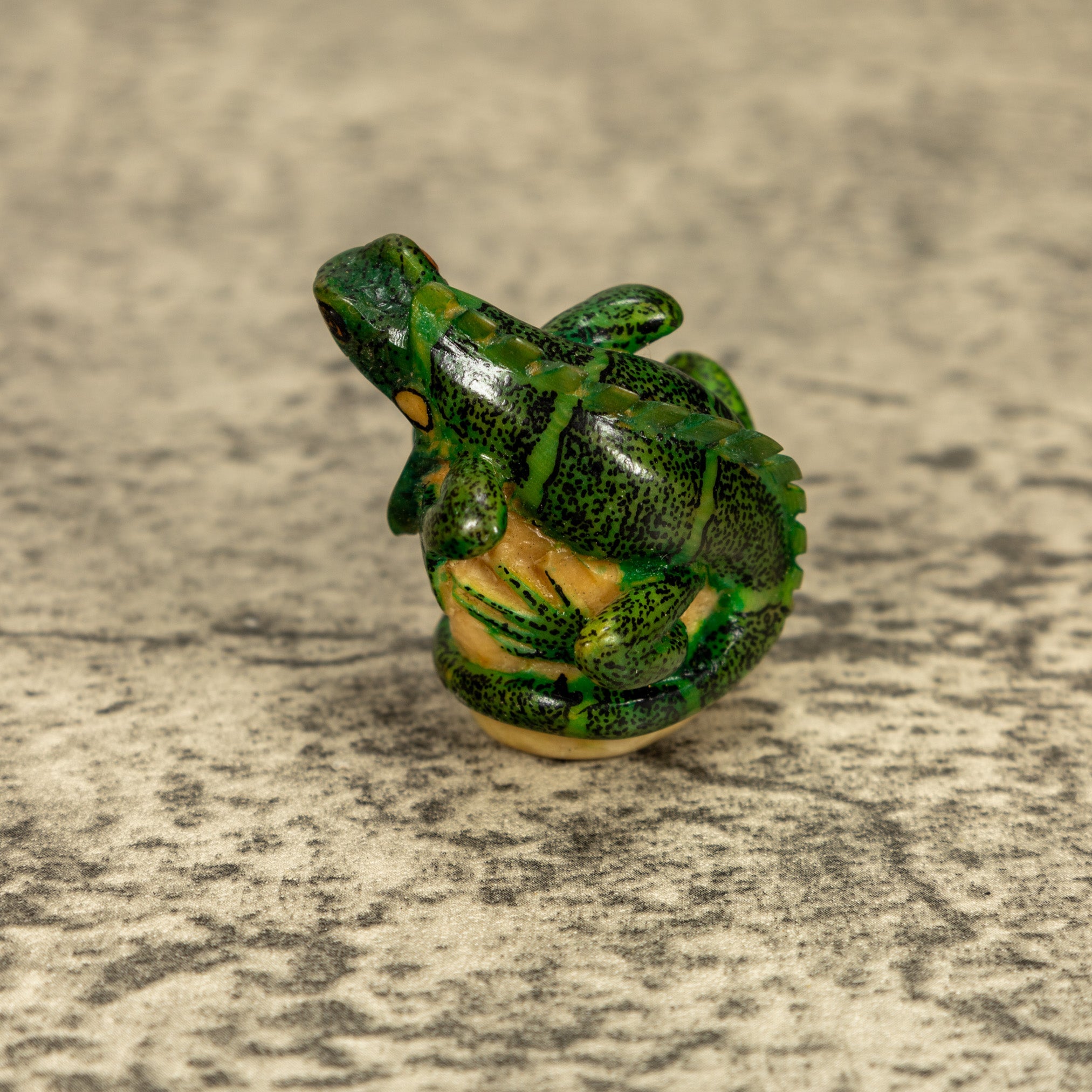 Green Iguana Lizard Tagua Nut Carving