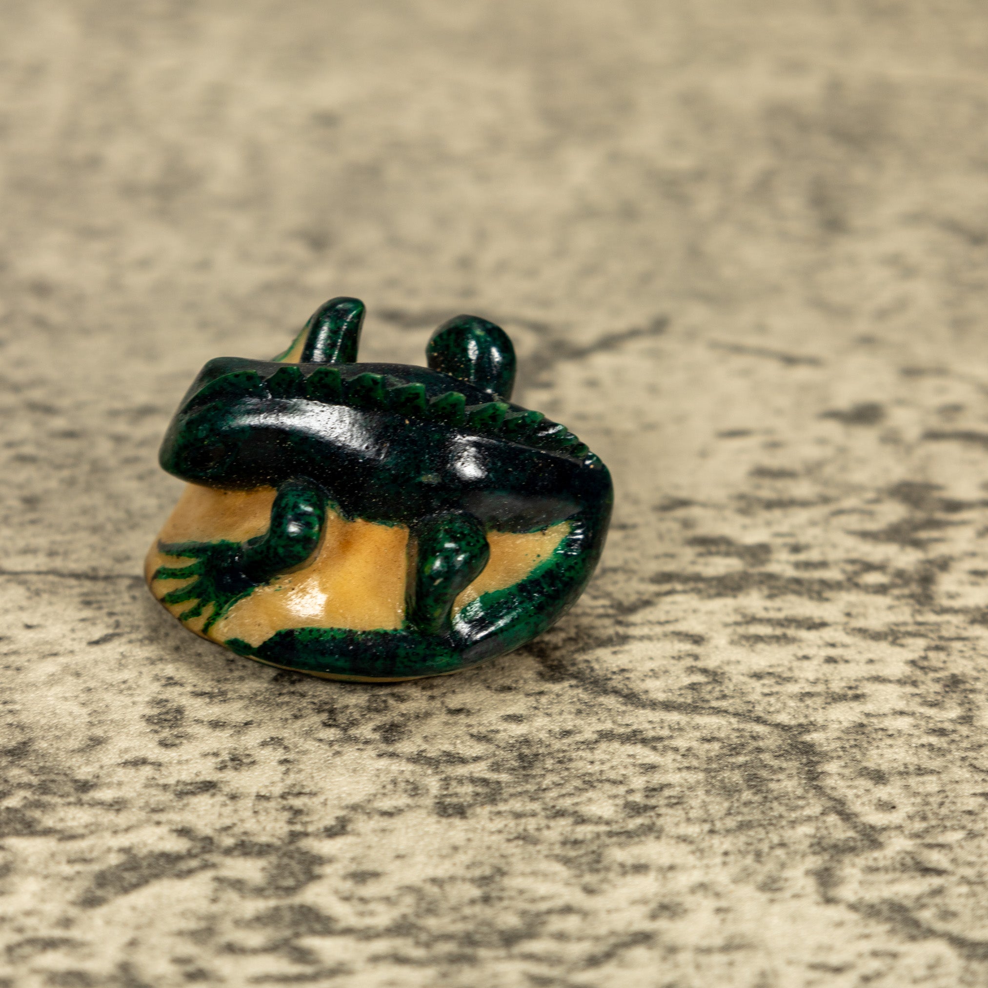 Green Iguana Lizard Tagua Nut Carving