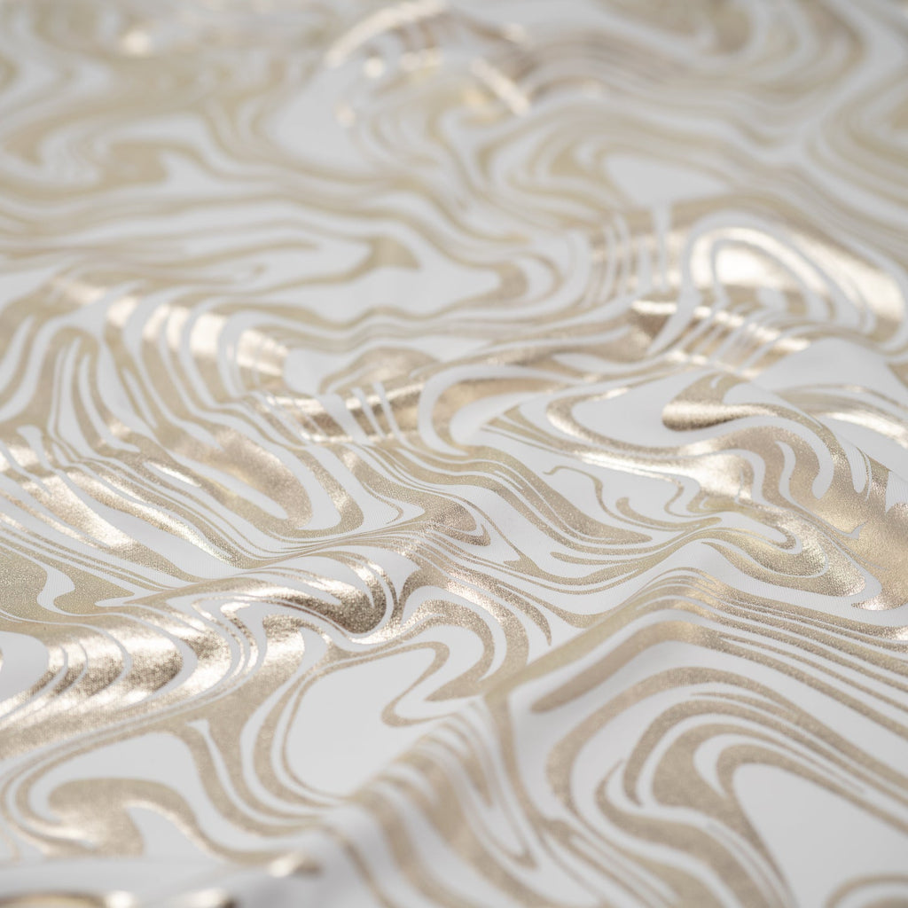 Marble Foil Printed Nylon Spandex Superflex Fabric | Blue Moon Fabrics