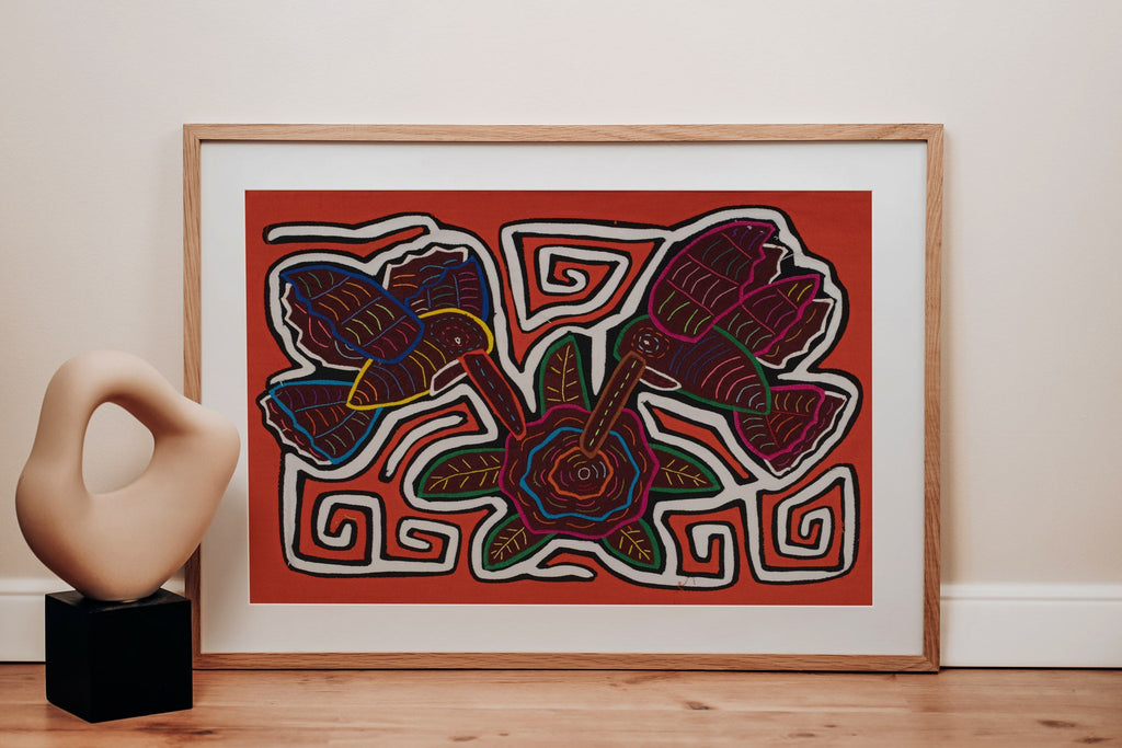 Orange and White Duel Hummingbird and Flower Mola
